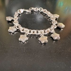 Sterling Silver Made in Italy Hearts Charm Bracelet